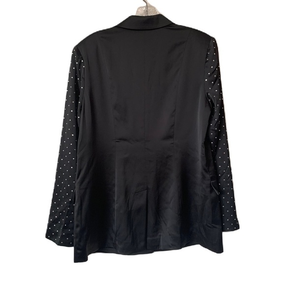 DANIELLE BERNSTEIN Black Satin Embellished Blazer Small NEW - Picture 2 of 7